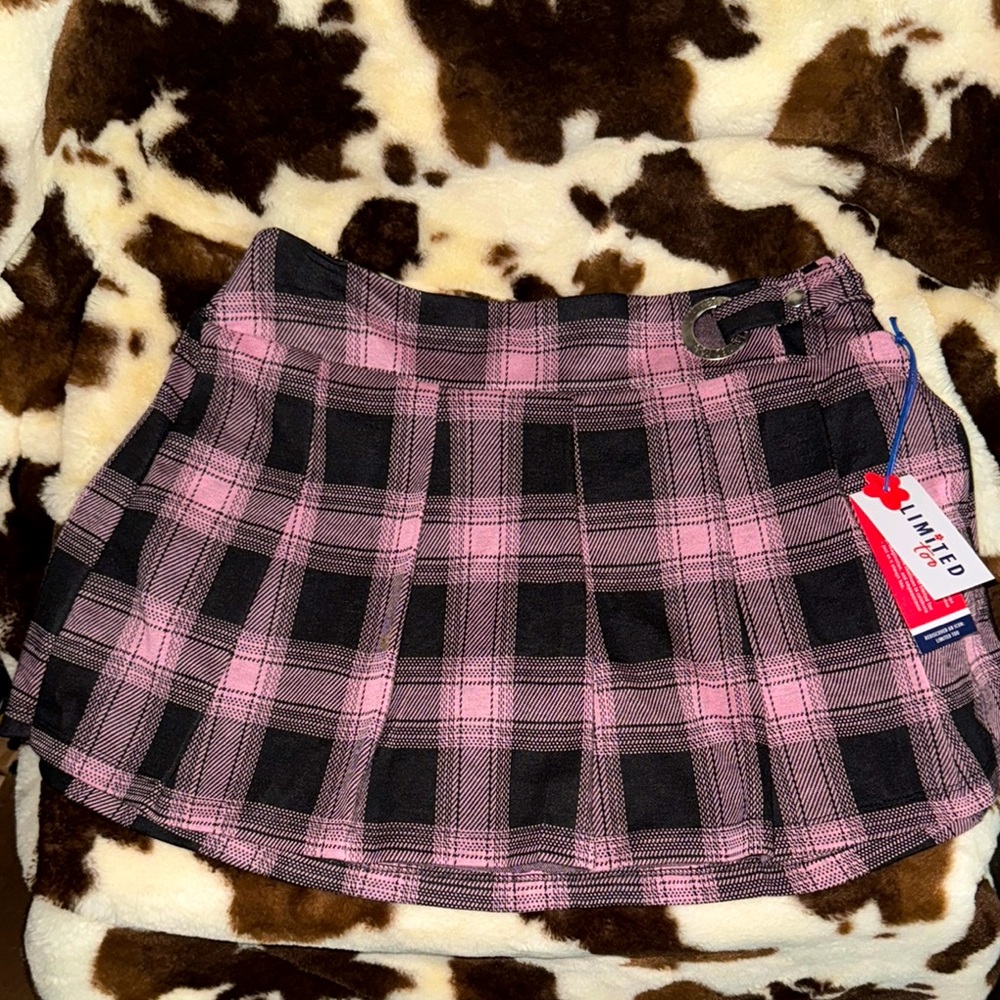 Limited Too Pink Black Mini Skater Skirt with built in shorts